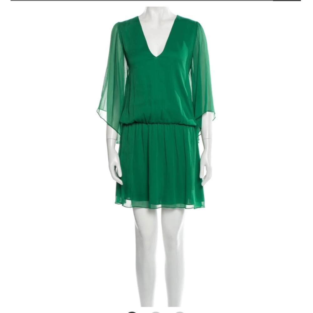 Alice & Olivia Green Whimsical Drop Waist Mini Dress Sz S